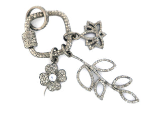 Pave Diamonds Carabiner Charm Pendant w/ Chain Ring, (DPL-2342) - Beadspoint
