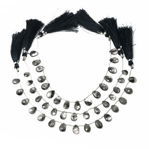 Natural Black Rutile Faceted Pear Drops, 6x8-7x10 mm, Rich Color, Rutile Gemstone Beads, (RTB-PR-6x8)(524)