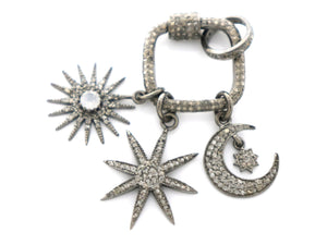 Pave Diamonds Carabiner Charm Pendant w/ Chain Ring, (DPL-2340) - Beadspoint