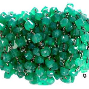 Green Onyx Faceted Cube chain, (RS-GRX-254) - Beadspoint