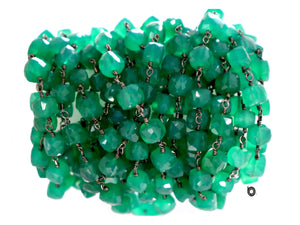 Green Onyx Faceted Cube chain, (RS-GRX-254) - Beadspoint