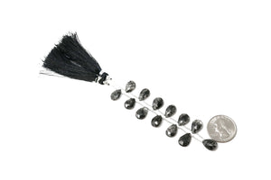 Natural Black Rutile Faceted Pear Drops, 8x10-9x13 mm, Rich Color, Rutile Gemstone Beads, (RTB-PR-8x10)(525)