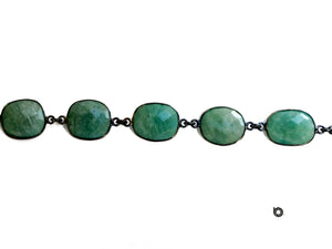 Amazonite Oval Faceted Bezel Chain, (BC-AMZ-275) - Beadspoint