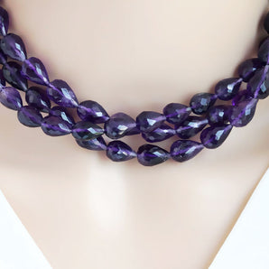 Amethyst Faceted Top Drilled Tear Drops, 9x13 mm, rich purple color, (AM-SDTR-9x13(29))