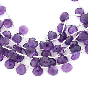Amethyst Faceted Heart Drops, 7 mm, rich purple color, (AM-HRT-7(30))