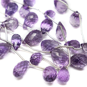 Amethyst Faceted Tear Drops, 7x11-8x12 mm, rich purple color, (AM-TR-7x11-8x12(31))