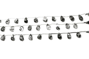 Natural Black Rutile Faceted Tear Drops, 8x14-10x16 mm, Rich Color, Rutile Gemstone Beads, (RTB-TR-8x14-10x16)(533)