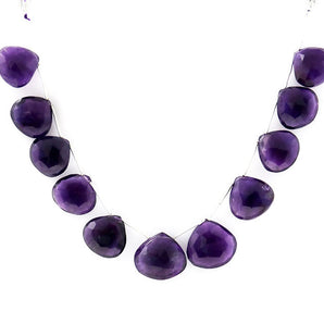 Amethyst Faceted Heart Drops, 16-17 mm, rich purple color, (AM-HRT-16-17(36))