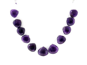 Amethyst Faceted Heart Drops, 16-17 mm, rich purple color, (AM-HRT-16-17(36))
