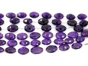 Amethyst Faceted Oval Drops, 7x11 mm, rich purple color, (AM-OV-7x11(38))