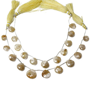 Natural Golden Rutile Faceted Heart Drops, 10-11 mm, Rich Color, Rutile Gemstone Beads, (RTG-HRT-10-11)(534)
