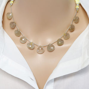 Natural Golden Rutile Faceted Heart Drops, 12-14 mm, Rich Color, Rutile Gemstone Beads, (RTG-HRT-12-14)(535)