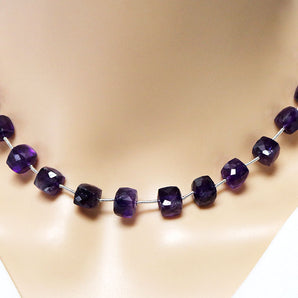 Amethyst Faceted Cube Drops, 8-9 mm, rich purple color, (AM-CUBE-8-9(33))