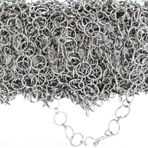 Sterling Silver Oxidized Cirle Link Chain, (SS-195) - Beadspoint