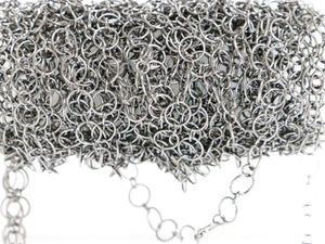 Sterling Silver Oxidized Cirle Link Chain, (SS-195) - Beadspoint