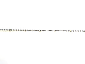 Sterling Silver Oxidized Satellite Cable Chain with silver beads , 2 x 1 mm Links, (SS-193-M1185) - Beadspoint