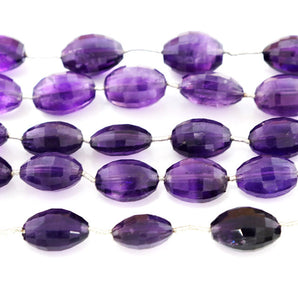 Amethyst Faceted Oval Drops, 10x14 mm, rich purple color, (AM-OV-10x14(40))