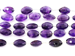 Amethyst Faceted Oval Drops, 10x14 mm, rich purple color, (AM-OV-10x14(40))