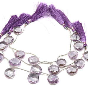 Pink Amethyst Faceted Large Heart Drops, 20-21 mm, Rich Color, (PAM-HRT-20-21(49))