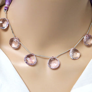 Pink Amethyst Faceted Large Heart Drops, 20-21 mm, Rich Color, (PAM-HRT-20-21(49))