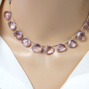 Pink Amethyst Faceted Heart Drops, 12-13 mm, Rich Color, (PAM-HRT-12-13(47))