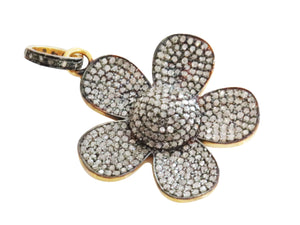 Pave Diamond Daisy Flower Pendant, (DPM-1149) - Beadspoint