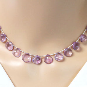 Pink Amethyst Faceted Heart Drops, 11-12 mm, Rich Color, (PAM-HRT-11-12(51))