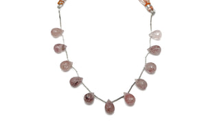 Natural Strawberry Quartz Faceted Tear Drops, 8x11-10x15 mm, Rich Color, Quartz Gemstone Beads, (SBQ-TR-8x11-10x15)(549)