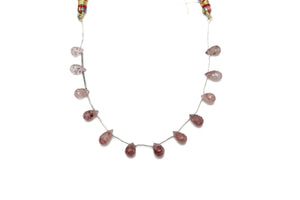 Natural Strawberry Quartz Faceted Tear Drops, 6x10-7x12 mm, Rich Color, Quartz Gemstone Beads, (SBQ-TR-6x10-7x12)(505)