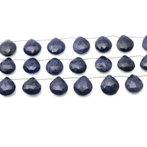 Natural Sapphire Faceted Heart Drops, 13-15 mm, Rich Color, Sapphire Gemstone Beads, (SAP-HRT-13-15)(552)