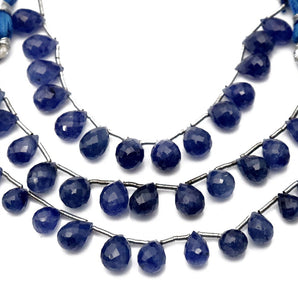 Natural Sapphire Faceted Tear Drops, 5x7-6x8 mm, Rich Color, Sapphire Gemstone Beads, (SAP-TR-5x7-6x8)(554)