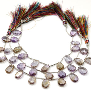 Ametrine Faceted Pear Drops, 10x15 mm, Rich Color, (AME-PR-10x15(63))