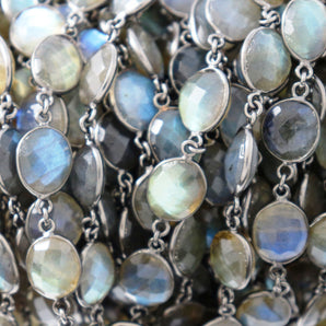 Labradorite Oval Faceted Bezel Chain, (BC-LAB-270) - Beadspoint