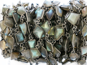 Labradorite Fancy Faceted Bezel Chain, (BC-LAB-271) - Beadspoint