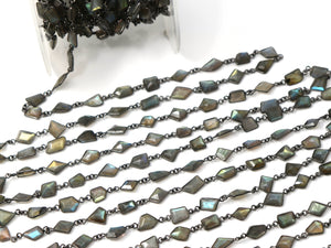 Labradorite Fancy Faceted Bezel Chain, (BC-LAB-271) - Beadspoint