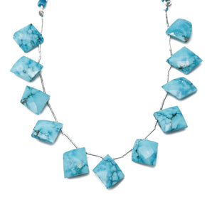 Natural Turquoise Faceted Fancy Drops, 14x16-15x21 mm, Rich Color, Turquoise Gemstone Beads, (TUR-FCY-14x16-15x21)(556)