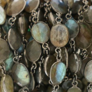 Labradorite Oval Faceted Bezel Chain, (BC-LAB-269) - Beadspoint