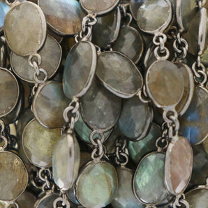 Labradorite Oval Faceted Bezel Chain, (BC-LAB-269) - Beadspoint