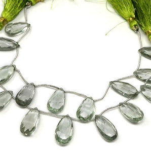 Green Amethyst Faceted Pear Drops, 11x20mm, Rich Color, (GAM-PR-11x20(65))