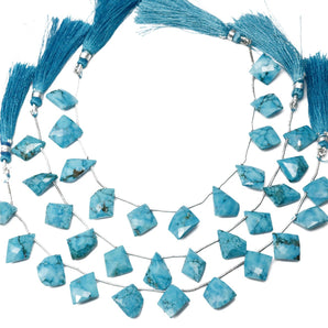 Natural Turquoise Faceted Fancy Drops, 12x14-13x18 mm, Rich Color, Turquoise Gemstone Beads, (TUR-FCY-12x14-13x18)(560)