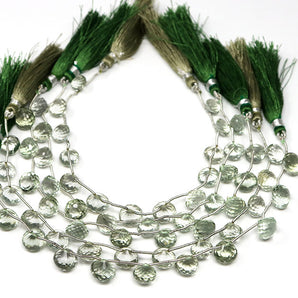 Green Amethyst Faceted Onion Drops, 9-10mm, Rich Color, (GAM-ON-9-10(70)