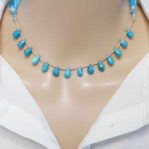 Natural Turquoise Faceted Tear Drops, 6x10 mm, Rich Color, Turquoise Gemstone Beads, (TUR-TR-6x10)(561)