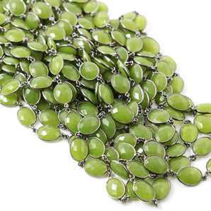 Green Chalcedony Oval Bezel Chain, (BC-GCL-241) - Beadspoint