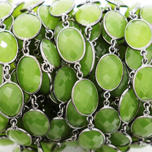 Green Chalcedony Oval Bezel Chain, (BC-GCL-241) - Beadspoint