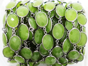 Green Chalcedony Oval Bezel Chain, (BC-GCL-241) - Beadspoint