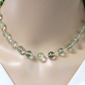 Green Amethyst Faceted Round Drops, 9mm, Rich Color, (GAM-RND-9(71))