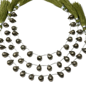 Natural Pyrite Faceted Tear Drops, 7x11 mm, Rich Color, Pyrite Gemstone Beads, (PY-TR-7x11)(562)