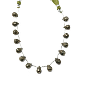 Natural Pyrite Faceted Tear Drops, 7x11 mm, Rich Color, Pyrite Gemstone Beads, (PY-TR-7x11)(562)