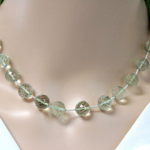 Green Amethyst Faceted Round Drops, 10mm, Rich Color, (GAM-RND-10)(72)