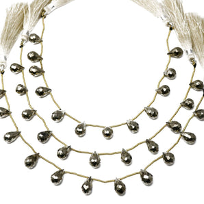 Natural Pyrite Faceted Tear Drops, 7x11-7x13 mm, Rich Color, Pyrite Gemstone Beads, (PY-TR-7x11-7x13)(563)